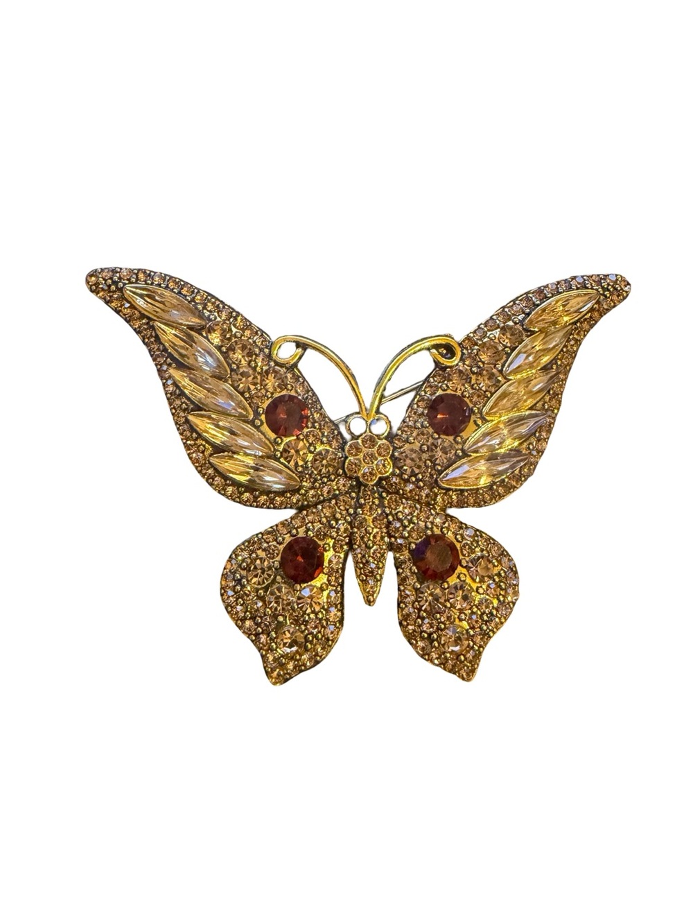 Gold Butterfly with Beautiful Crystal Accents Brooch